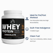 Whey Protein Powder, Chocolate, 2 lb - Grass Fed Whey, Non GMO